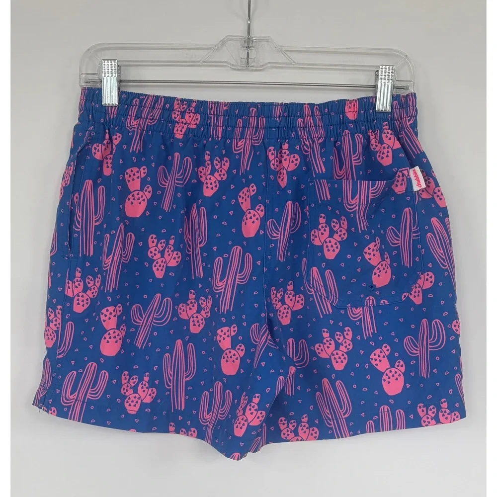 Chubbies Men Swim Trunk Blue Pink Cactu Print 5.5